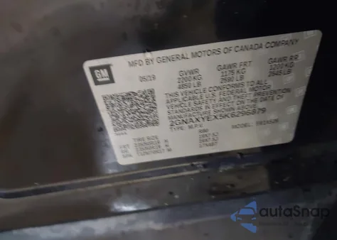 2019 Chevrolet Equinox Premier z USA, uszkodzony, nr VIN 2GNAXYEX5K6296879